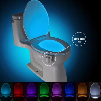 1pcs Assento Sanitário Luz da Noite Smart Sensor de Movimento de PIR 8 Cores Waterproof a luz de fundo para vaso Sanitário Luminaria LED Lâmpada WC Wc 5