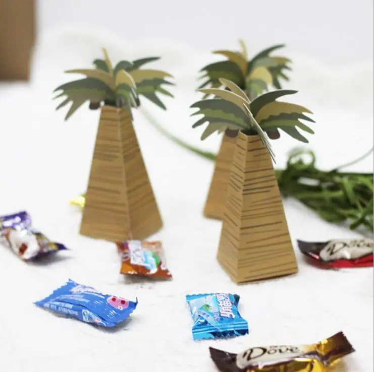 10pcs/lot Favor do Casamento de Coco Palm Caixa de Árvore de chá de Bebê de Lembranças de Casamento DIY Palma Caixa de Doces para Casamento Decoração 1