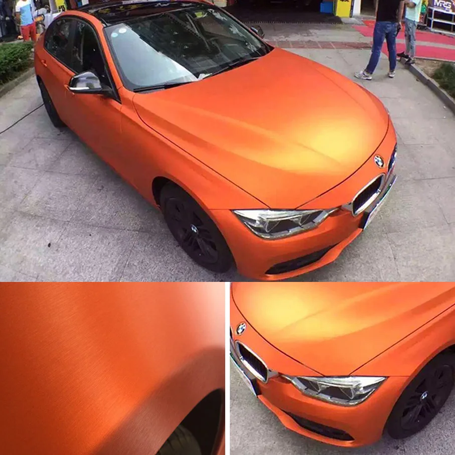 50 cm*200/300 Brilhante laranja Fosco de Vinil carro Envolve auto 3D em fibra de carbono Folha de Carro Envoltório de Filme de Veículos Adesivo de Carro do corpo de Adesivo 1