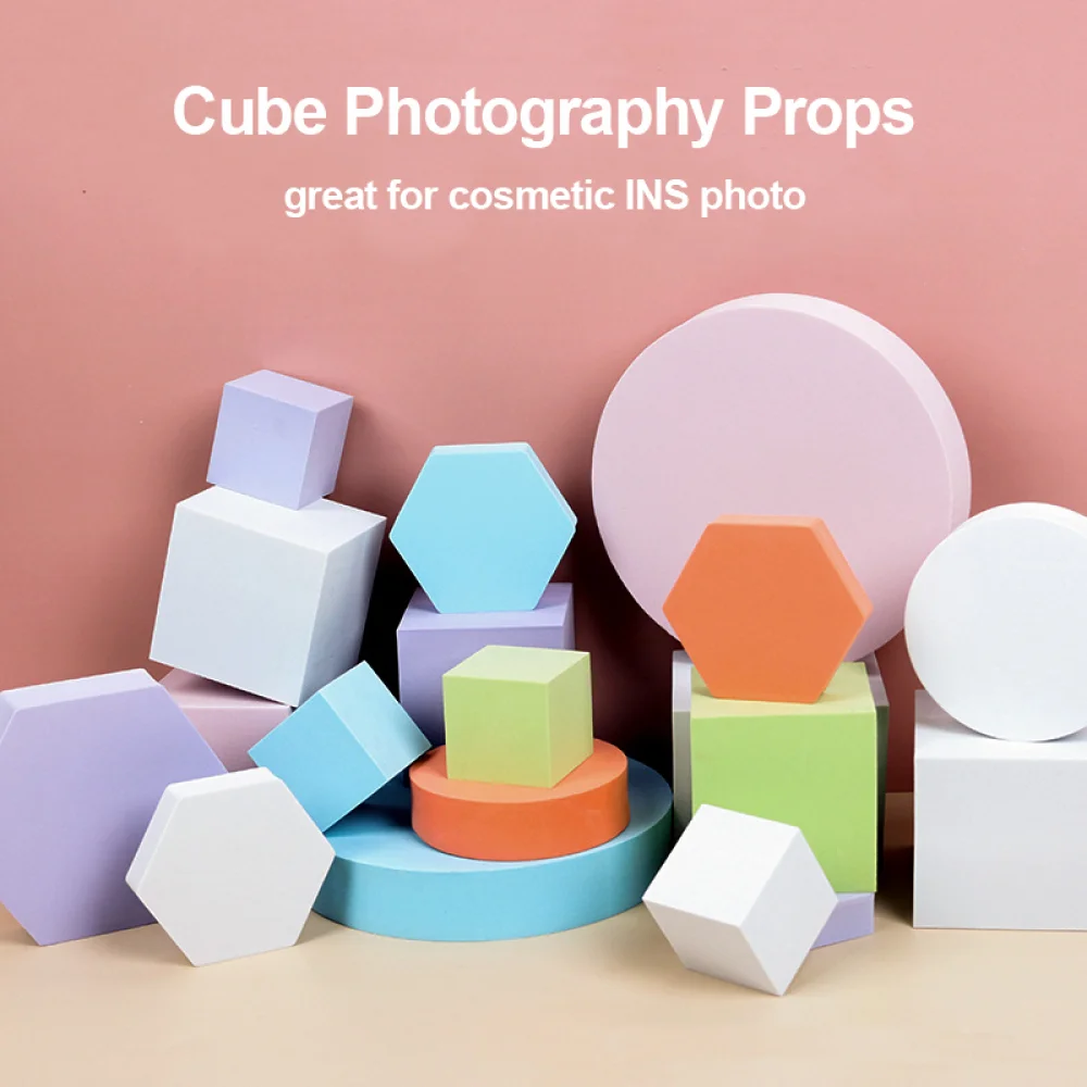 INS Espuma Geométrica do Cubo de Fotografia de Fundo Adereços 3D Ornamentos de Jóias de Tiro Cosméticos Posando Cubo Adereços Foto 1