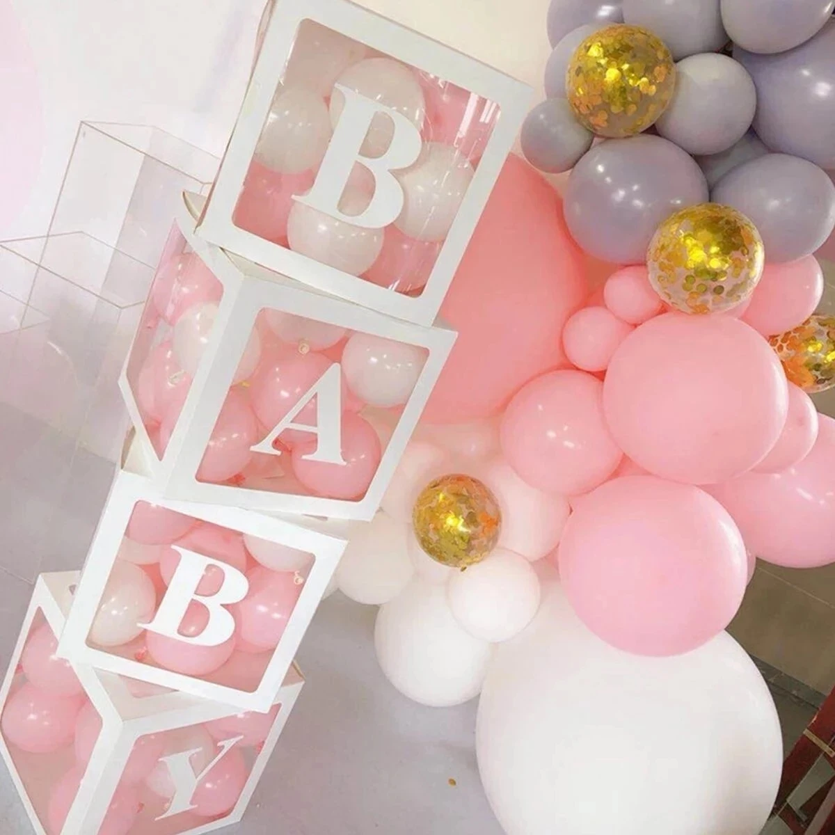 O Banho do bebé Caixa de Balão Caixa de Aniversário de Casamento, Decoração de chá de Bebê 1º Aniversário de Gênero Revelam Personalizado Balão do Nome da Letra Caixa 1