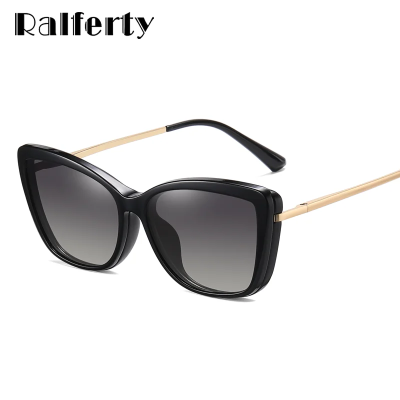 Ralferty 2 Em 1 Polarizada Ímã De Óculos De Sol Vintage Olho De Gato Transparente, Óculos Mulher 2021 Ímã Clipe Em Óculos Armações 1