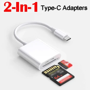 2 Em 1 USB Tipo C Leitor de Cartão SD TF Conexão USB Smart Leitor de Cartão de Memória Adaptador para Macbook Telefone Samsung, Huawei, Samsung