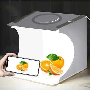20/30cm Mini Painel Lightbox Dobrável Foto Studio Fotografia Softbox LED Estúdio de filmagens Tenda kit com 6 panos de Fundo