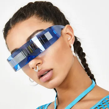 2021 Luxo Super Legal Óculos de sol das Mulheres Estranho Siamese Moda Óculos Vintage Óculos de sol para homens lentes de sol hombre/femme