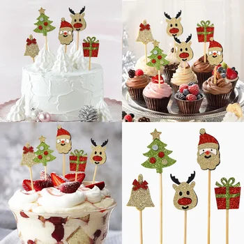 2021 Novo 5pcs/monte Alegre de Natal de Papel Cupcake Topper Bonito de Natal Bolo Toppers de Decoração para a Casa, Festa de Natal, Decorações de bolos