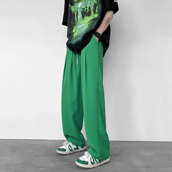 2022 Homens do Hip Hop no Estilo Cintura Elástica Casual Calças Verde/cáqui Streetwear Corredores de Moletom Moda, Cor Preta, Calças