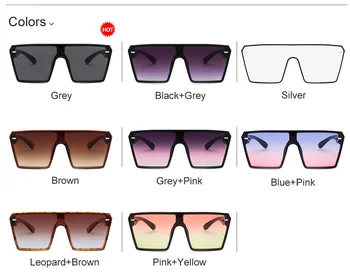 2022 Moda Oversized Quadrado Óculos De Sol Retro Gradiente Grande Armação Óculos De Sol Para As Mulheres, Uma Peça De Gafas Sombra, Espelho De Lente Clara 5