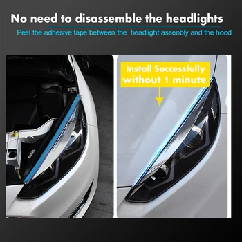 2pcs DRL Carro Flexível Luzes Diurnas de LED Sinal de volta da Lâmpada Impermeável Auto Amarelo Freio do Lado do Faróis de Luz do Carro Out 4