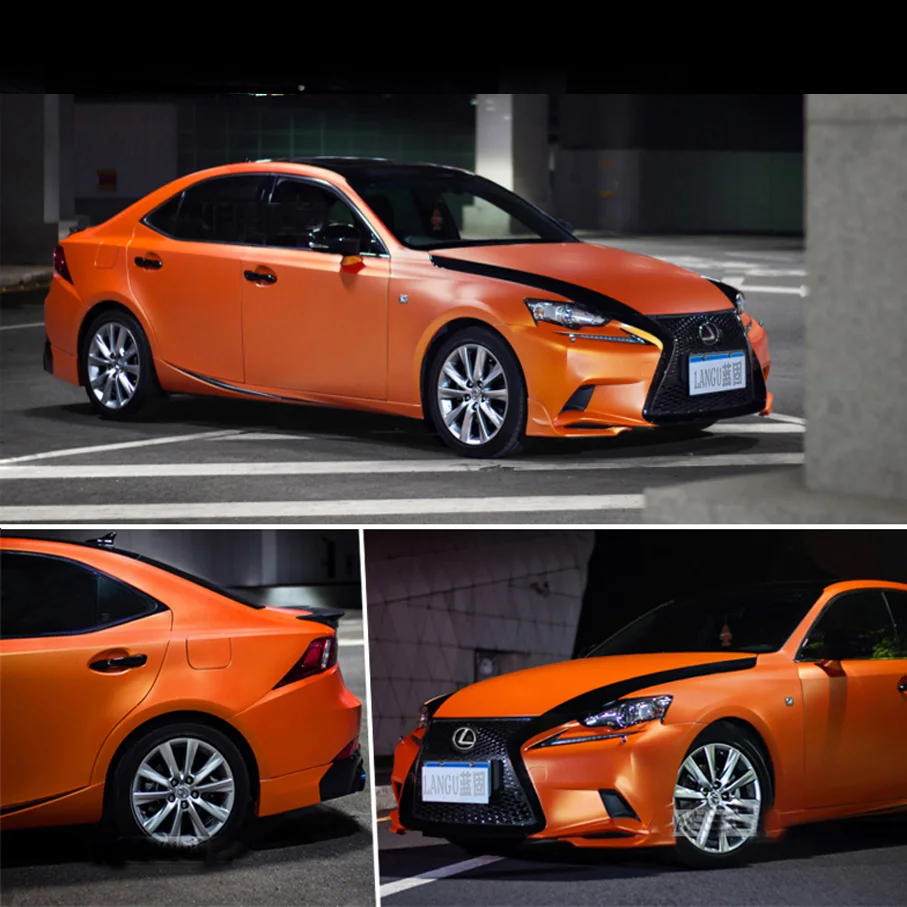50 cm*200/300 Brilhante laranja Fosco de Vinil carro Envolve auto 3D em fibra de carbono Folha de Carro Envoltório de Filme de Veículos Adesivo de Carro do corpo de Adesivo 2