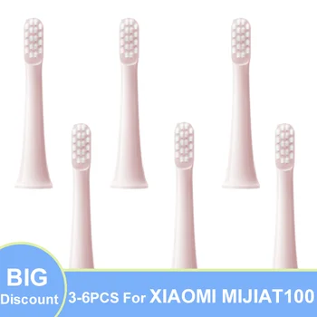3-6PCS Para XIAOMI T100 Cabeças de Escova de Substituição Sonic Elétrico da Escova de dentes Macia DuPont de Cerdas Adequado de Bicos de Embalagem a Vácuo