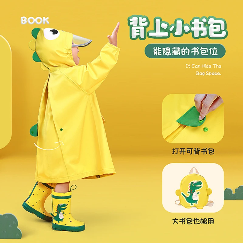 Chunyafang crianças, capa de chuva cartoon dinossauro bebê capa de chuva menino menina criança conjoined para crianças, capa de chuva 2