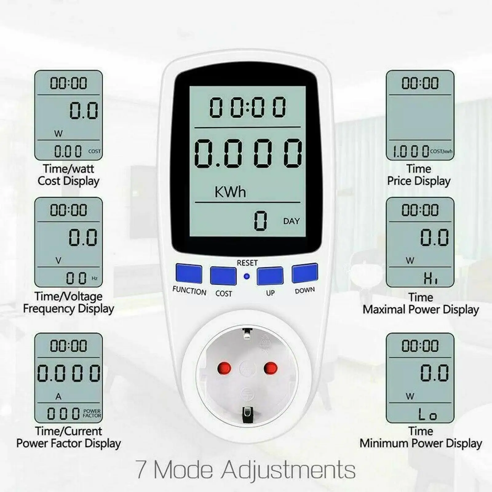 Digital LCD Poder de Medição de Tomada de Consumo de Energia Kwh Medidor de Analisador de Medidor Medidor de Energia de Medição de Faturamento de Energia do Monitor A9Z3 2