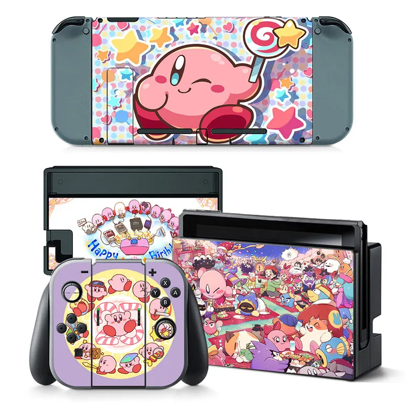 Kirby Hello Kitty Kawaii Pele Cobrir Adesivo Decalque para a Nintendo Mudar NS Console de Alegria-con Controlador de Dock Pele de Vinil Adesivo Jogo 2
