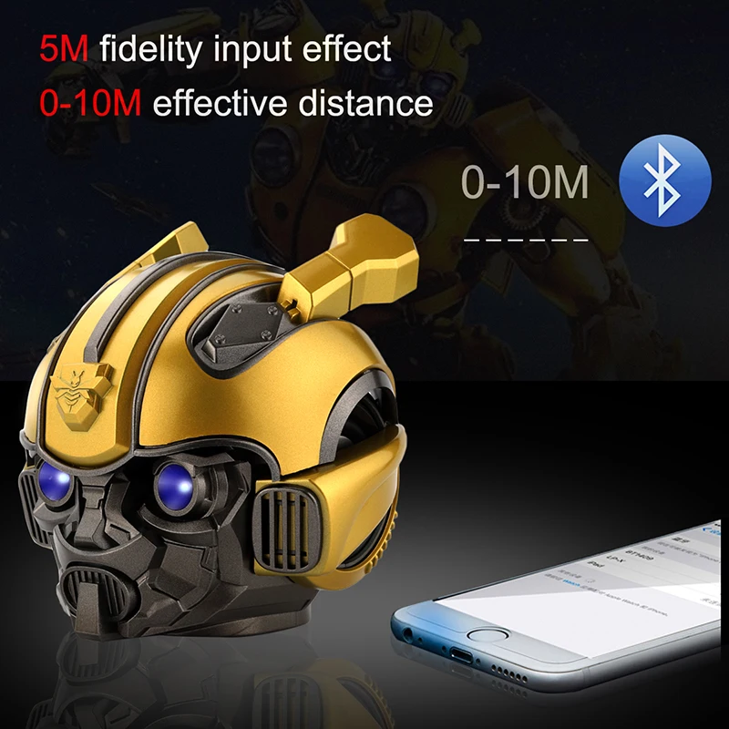Transformers Bumblebee Capacete sem Fio Bluetooth 5.0 alto-Falante Com Suporte a Rádio Fm Usb Mp3 TF para Crianças 2