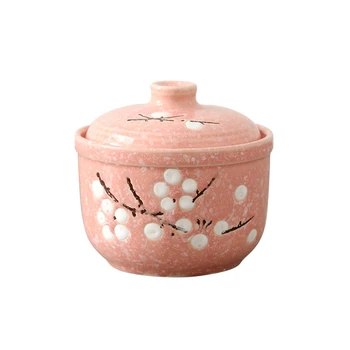 300ML de Japonês Cozinha de Sopa Ensopado Pote de Louça, Cerâmica Impermeável Vapor Ovo Taça Bowl Com Tampa, Família Mini Sobremesa Ensopado de Copos
