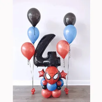 36pcs/Monte de Super-Herói Balão Spiderman Folha de Alumínio Balões de 32polegadas Preto Número de Balão de Festa de Aniversário, Decoração de Suprimentos Crianças Brinquedo