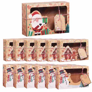 3pcs de Natal, Caixa de Presente de Papel de embrulho de Doces Caixa de Cookies Sacos de Biscoito de Natal Favores Decoração de Natal Decorações do Partido, Em 2022, Ano Novo