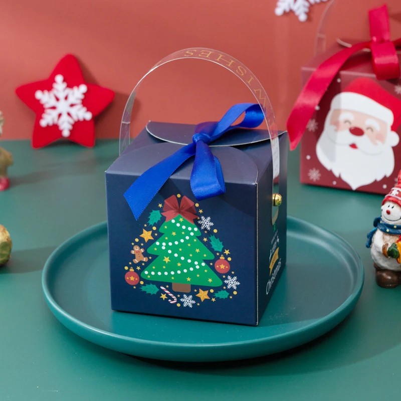 5pcs Feliz Natal de Papel, Caixas de PVC Clara Janela de Caixa de Doces Cookie Crianças de Embalagem de Presente Caixa de Festa de Natal, Ano Novo Noel Navidad 3