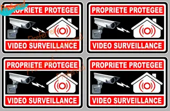 4 X de Vigilância de Vídeo Propriedade de Alarme, Câmera de Segurança de Vigilância de Alarme de Propriedade de 10 cm Adesivo Decalque