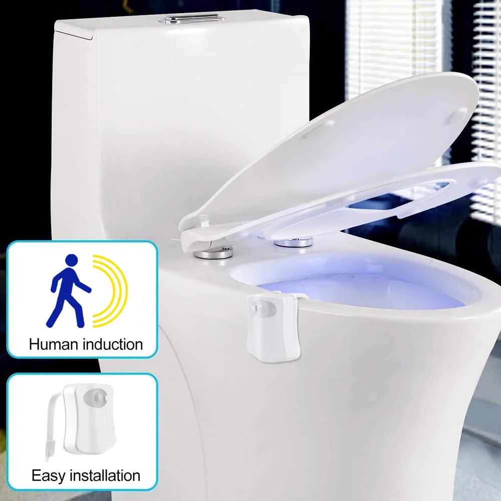 1pcs Assento Sanitário Luz da Noite Smart Sensor de Movimento de PIR 8 Cores Waterproof a luz de fundo para vaso Sanitário Luminaria LED Lâmpada WC Wc 4