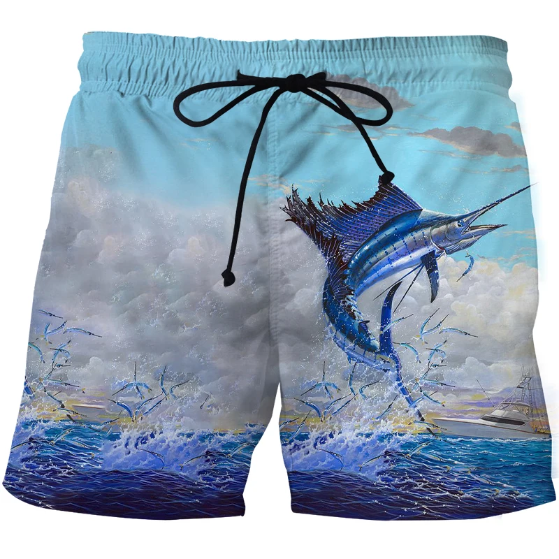 A impressão 3D de pesca de praia, shorts de secagem rápida e confortável calções esportivos de alta qualidade calções de praia troncos de natação de shorts masculinos 4