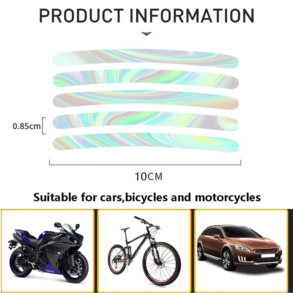 Aro de roda de Fita Reflexiva Luminosa Listras Brilho Adesivos de Decoração de Listra Carro Adesivos Universal para Carro, Motocicleta, Bicicleta Caminhão 4