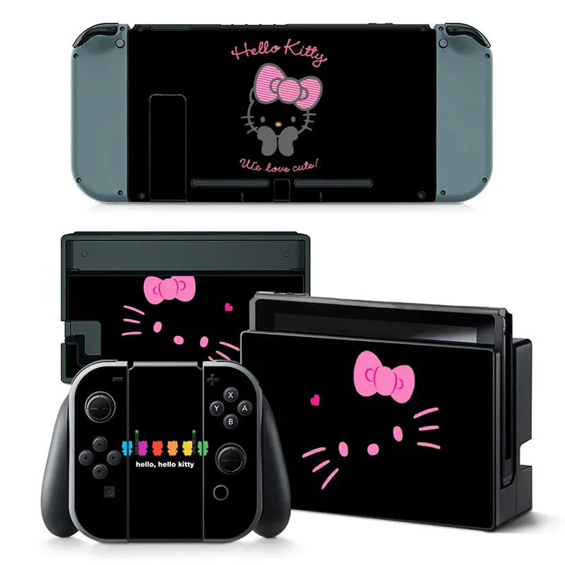 Kirby Hello Kitty Kawaii Pele Cobrir Adesivo Decalque para a Nintendo Mudar NS Console de Alegria-con Controlador de Dock Pele de Vinil Adesivo Jogo 4