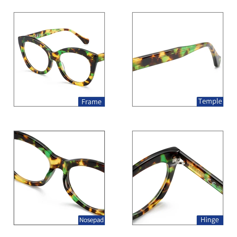 Moda de qualidade superior Confortável Flores Artesanais Acetato de Óculos de Leitura Ultra Leve Armação de Óculos de Proteção para os Olhos 4