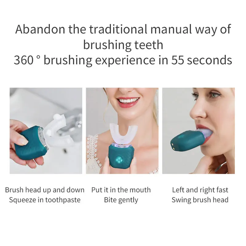 Portátil Escova de dentes Elétrica ultra-Sônica Automática Dental Dispositivo à Prova de Água, Carga USB em Forma de U de 360 Graus para o Adulto Escova de dentes 4