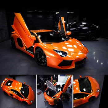 50 cm*200/300 Brilhante laranja Fosco de Vinil carro Envolve auto 3D em fibra de carbono Folha de Carro Envoltório de Filme de Veículos Adesivo de Carro do corpo de Adesivo 3