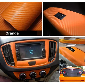 50 cm*200/300 Brilhante laranja Fosco de Vinil carro Envolve auto 3D em fibra de carbono Folha de Carro Envoltório de Filme de Veículos Adesivo de Carro do corpo de Adesivo 4