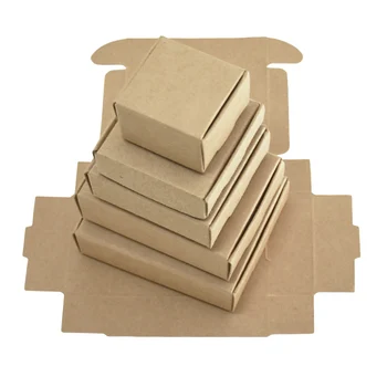 500Pcs Marrom Papel de embalagem Caixa Dobrável DIY Pacote de Presente Caixa de Jóias Papercard Caixas para Festa de Casamento Festa de Aniversário