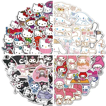 50Pcs Kawaii Kuromi Adesivos Bonito Hello Kitty Adesivo Para notebook Caso de Telefone Meninas Sanrio Minha Melodia Anime Adesivos de Brinquedos