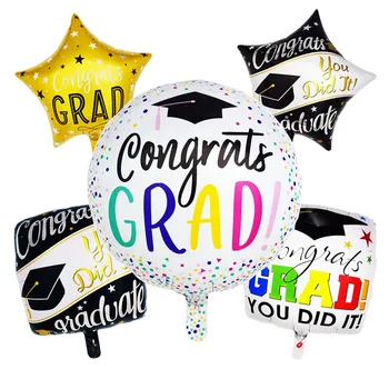 5pcs/monte Parabéns Grad Balões de Graduação 2019 Balões Folha de Graduação Dom Globos de Volta Para a Escola Decorações de Festa de Aniversário