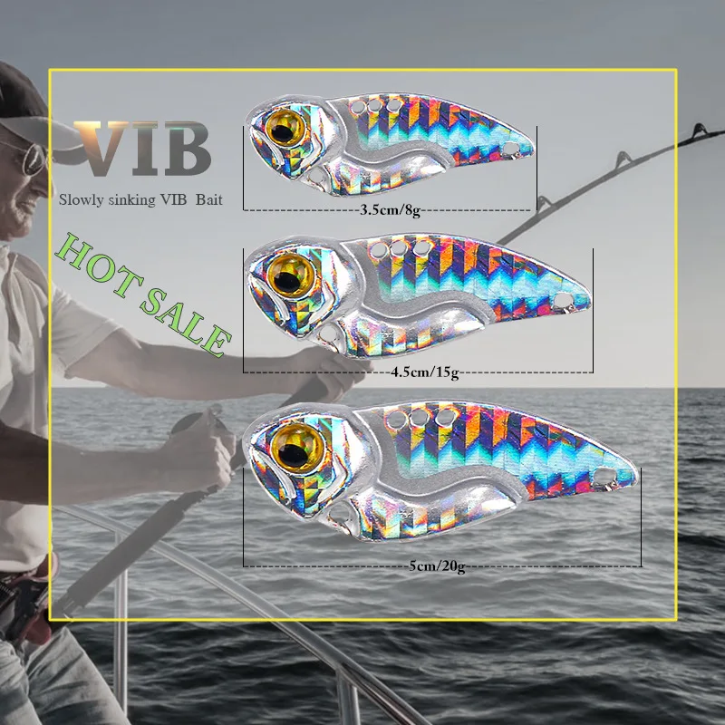 1pc 8-20g de 3,5 a 5cm de Metal VIB Atrair 3D Olhos de Lápis de Balanceador de Colher Gabarito Pintura Isca de Pesca Rígido Isca de Pesca Treble Hook 5