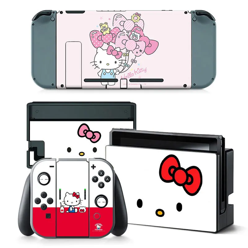 Kirby Hello Kitty Kawaii Pele Cobrir Adesivo Decalque para a Nintendo Mudar NS Console de Alegria-con Controlador de Dock Pele de Vinil Adesivo Jogo 5
