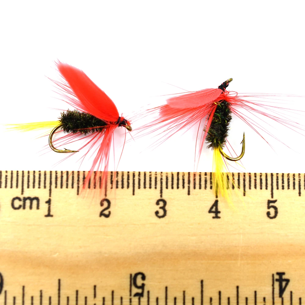 MNFT 10PCS 10# Red Wing Pavão do corpo do Cabelo Mayfly a Pesca da Truta Moscas Secas Aritficial Isca Isca 5