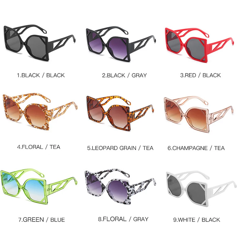 Moda Óculos De Sol Quadrado Mulheres De Grandes Dimensões Flor Quadros Retro Óculos De Sol Feminino Steampunk Plástico Óculos Para Senhoras Sombra Gafas 5