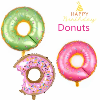 75X70cm tema de frutas de festa decoração de doces donut folha de alumínio balão de festa de aniversário da menina cor-de-rosa tema de decoração de balões