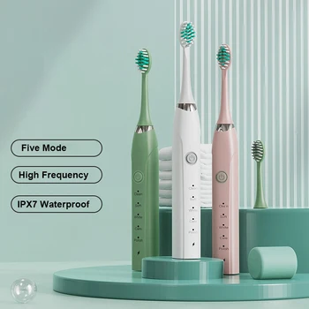 A Escova de dentes elétrica para Adultos Houseehold IPX7 Impermeável Ultra-sônico de Alta Freqüência Acústica de Amplitude Automática Escova de Dente J292