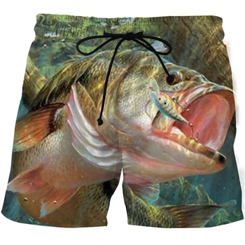 A impressão 3D de pesca de praia, shorts de secagem rápida e confortável calções esportivos de alta qualidade calções de praia troncos de natação de shorts masculinos 1