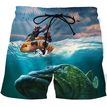A impressão 3D de pesca de praia, shorts de secagem rápida e confortável calções esportivos de alta qualidade calções de praia troncos de natação de shorts masculinos 3