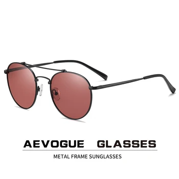 AEVOGUE Novos Homens Mulheres Metal Clássico Óculos de sol Polarizados Rodada de Moda Retrô Óculos de Sol de Marca Designer UV400 AE0825