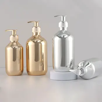 Banheira Mão Dispensadores de Sabão de Cozinha de Ouro de Plástico Cromado Loção de Frascos de Xampu à prova de Ferrugem da Bomba do Sabão Gel de Banho Recipiente 300/500 ml