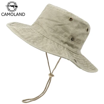 CAMOLAND Verão, Outono Chapéus de Sol Para as Mulheres os Homens de Algodão, Chapéu de Balde Lavado Exterior Boonie Pesca Chapéus de Praia Feminino Caps