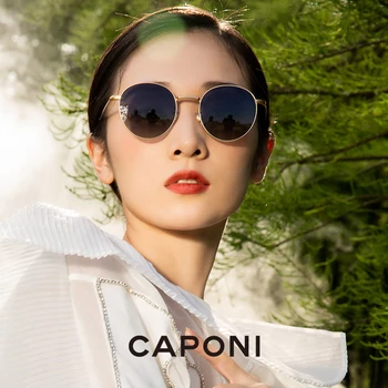 CAPONI Tons Para as Mulheres do Vintage da Marca, o Designer de Óculos Redondos Tendências de Óculos de Sol Polarizados Moda de Condução Óculos 31020 3