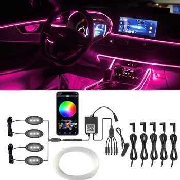 Carro 12V Atmosfera Luzes LED Strip RGB Vários Modos de Aplicação de Controle de Som Auto Decorativa Interior do Ambiente Neno Lâmpada Para Carro
