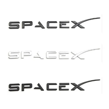 Chrome Preto-Tronco Letras SPACEX Emblemas Dianteiro e Traseiro Forma de T Emblemas da TESLA ESPAÇO X