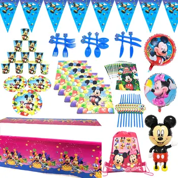 Conjunto De Talheres Descartáveis Para Festas De Mickey Mouse Tema Da Festa De Placas De Chapéus Guardanapo Copa Do Minnie Do Mickey Mouse Da Decoração Do Partido Definido